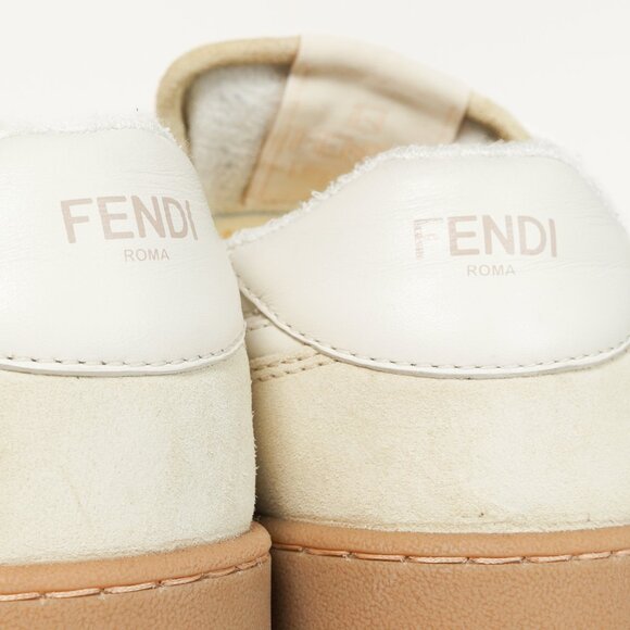 Fendi Match FF Logo Low-Top Sneaker in White Suede and Leather - Picture 11 of 13